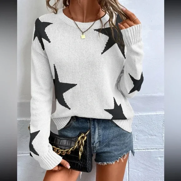 Stars print sweater top - Picture 4 of 15